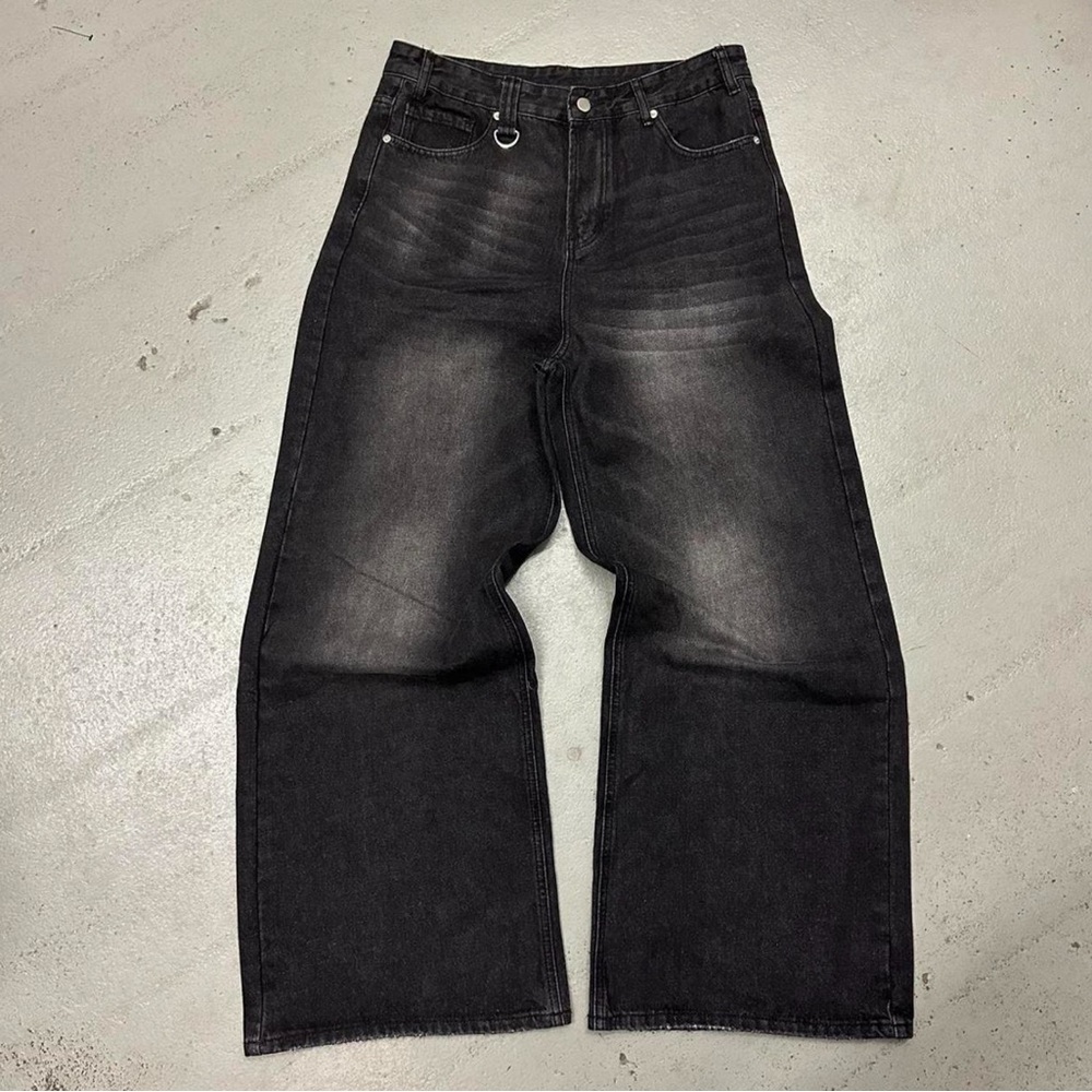 Baggy faded wide leg black jeans